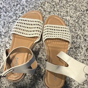 Soda Cream Sandals with Woven Straps